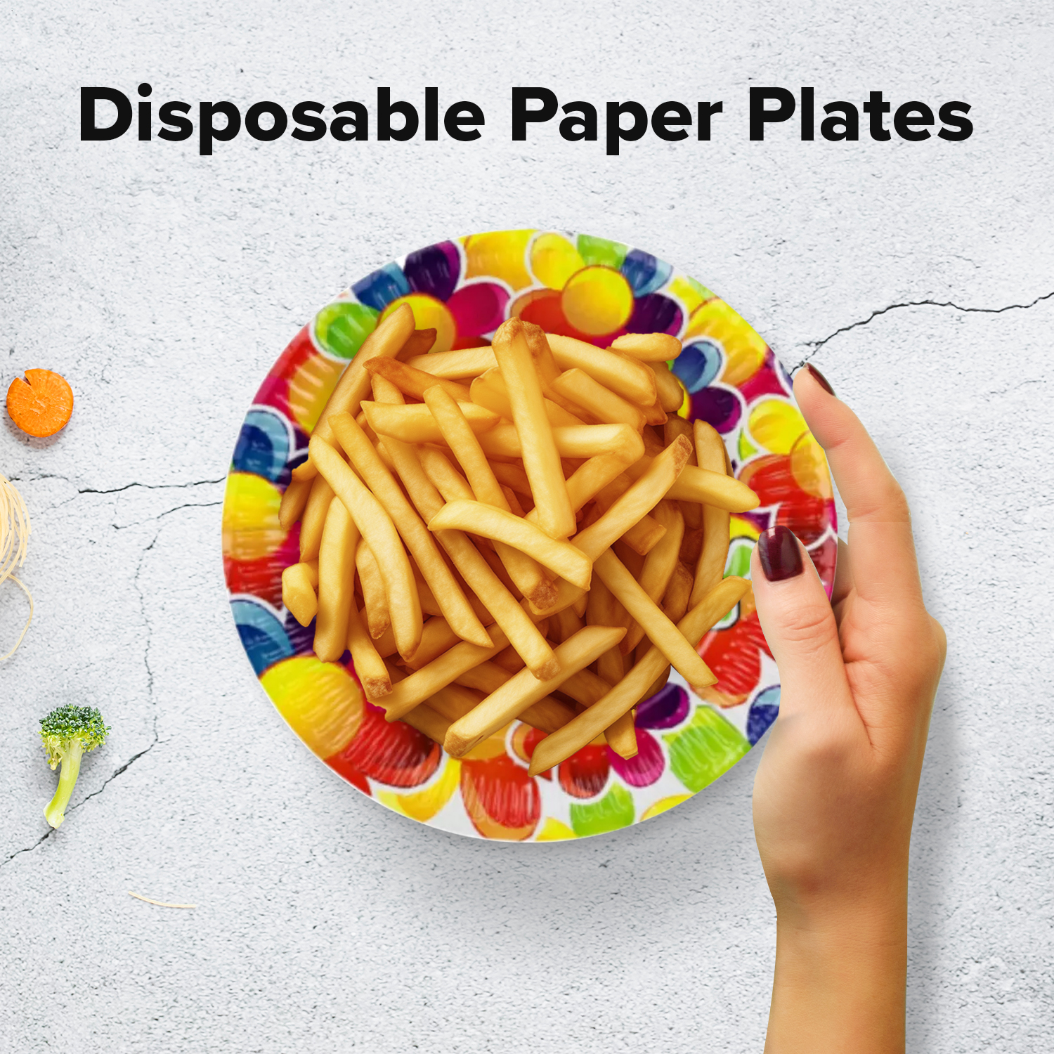 Birthday Paper Plates – Big Flower Design, 23cm Disposable Partyware