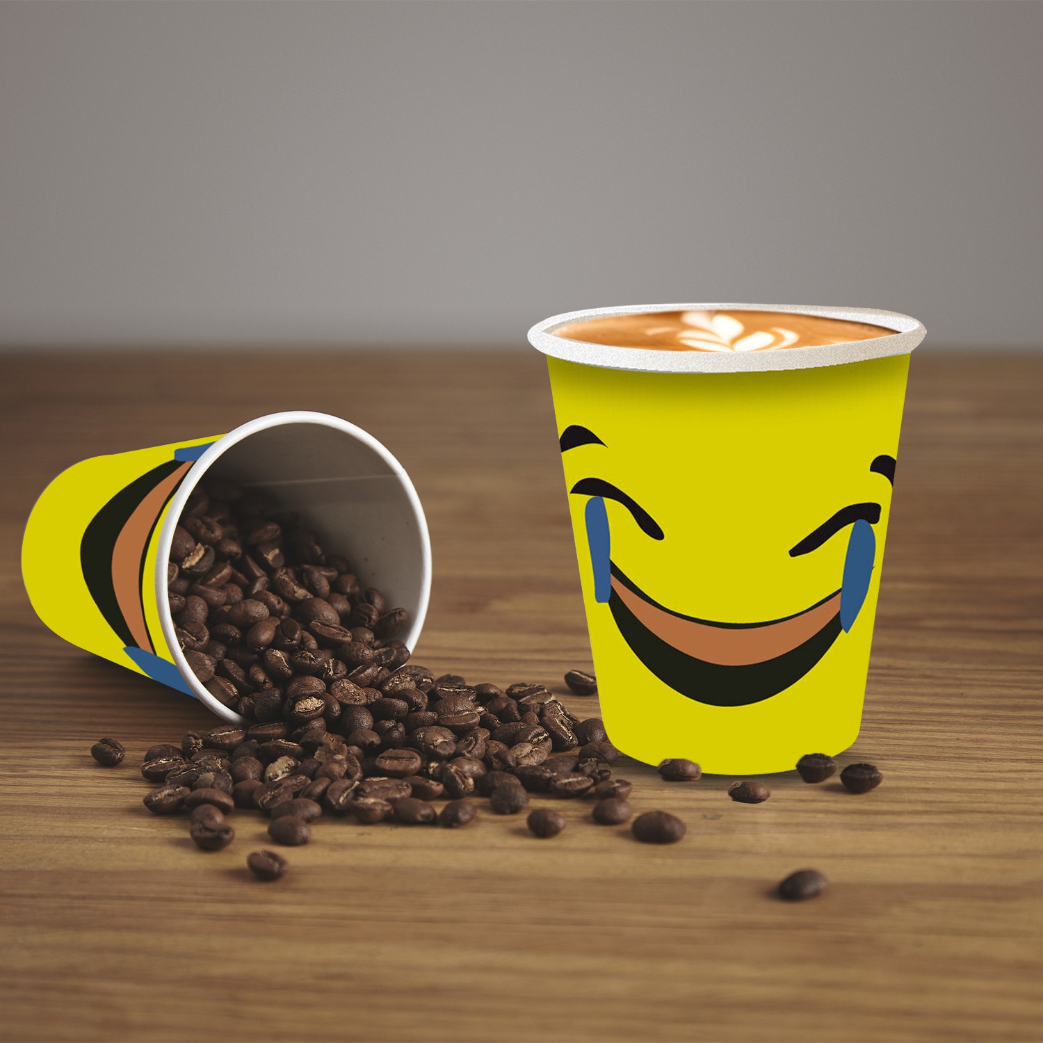 Laughing Emoji Cup – Yellow Disposable Paper Cups for Parties