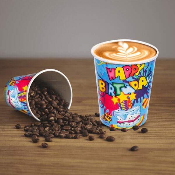Blue Paper Cup – 30 Pack Happy Birthday Cake Star Design