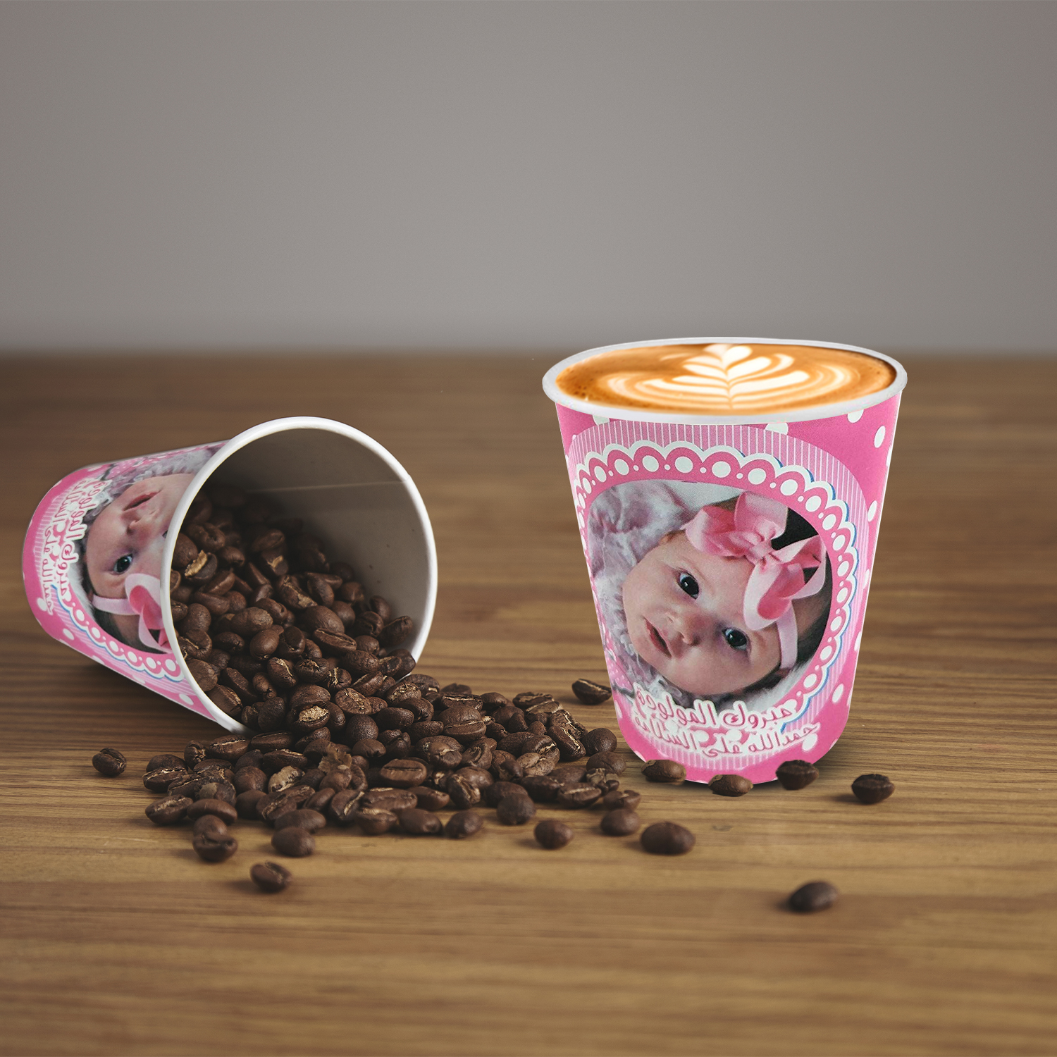 Pink Paper Cup – 30 Baby Girl Photo Disposable Party Cups