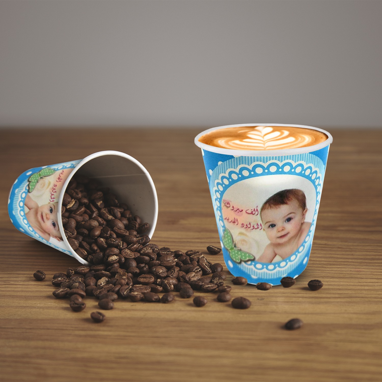 Blue Disposable Cups – 30 Baby Boy Photo Party Paper Cups
