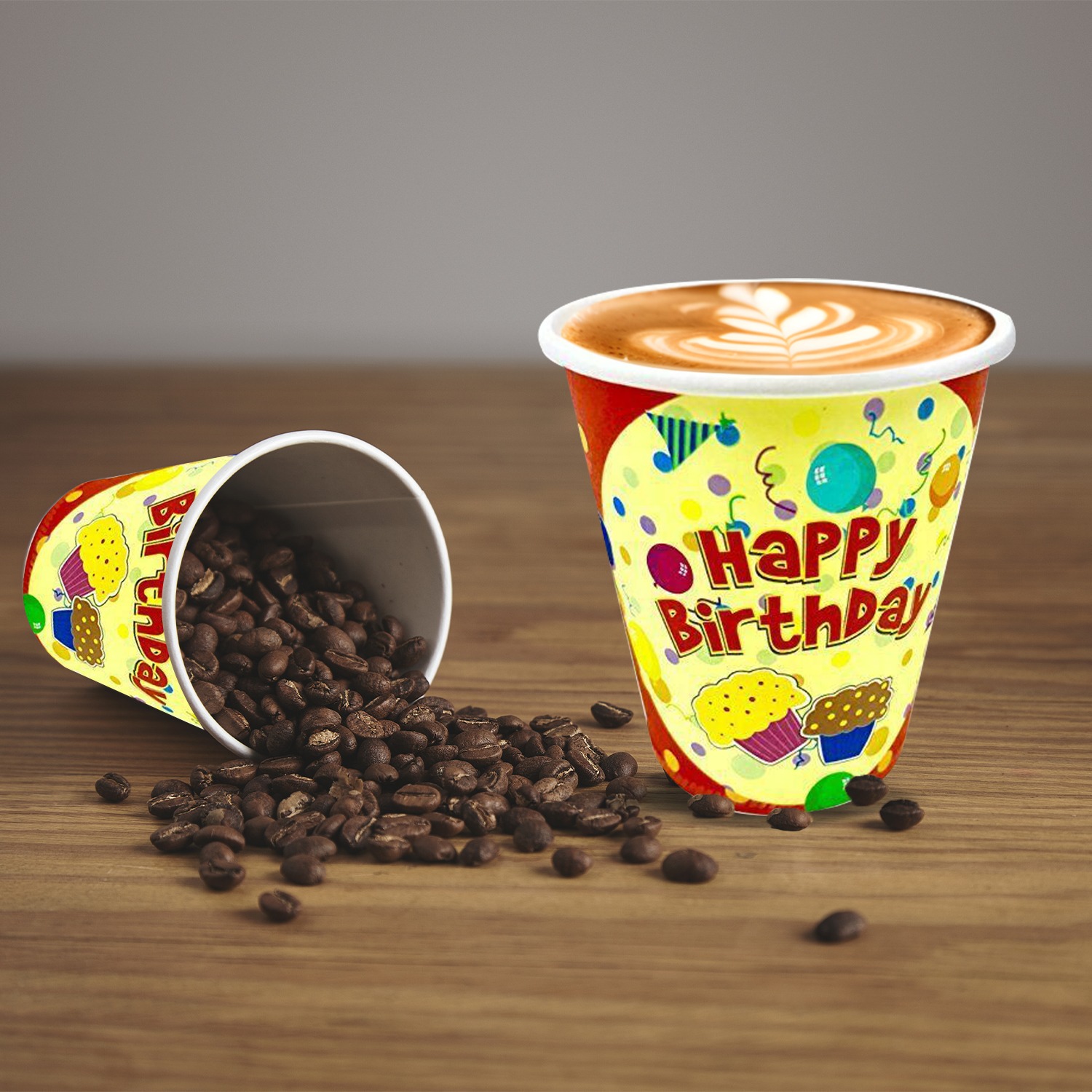 Paper Cups Red – 7oz Birthday Cupcake Party Disposable Cups