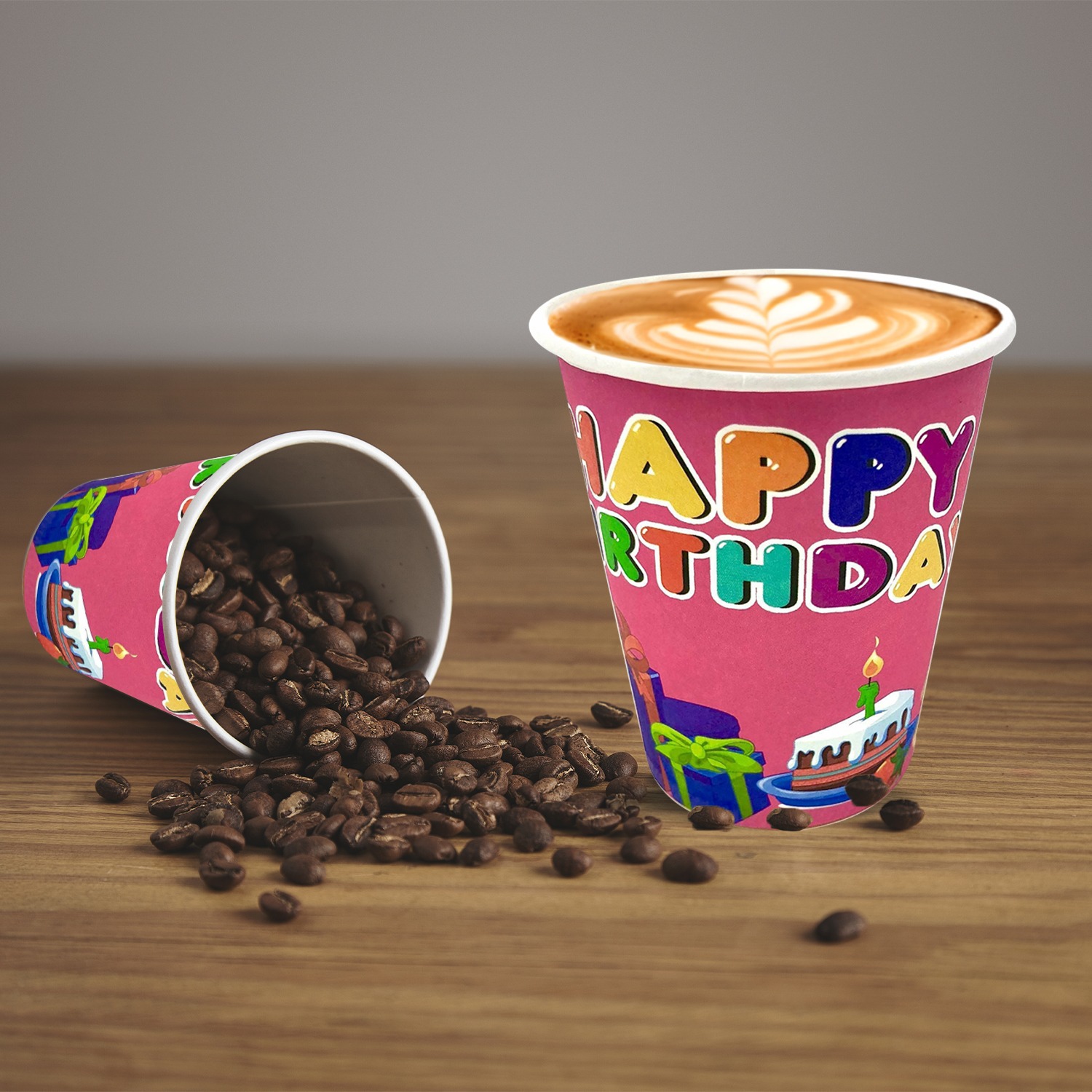 Paper Cups Pink – 7oz Happy Birthday Party Disposable Cups