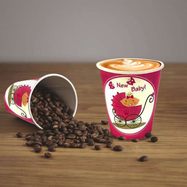 Pink Paper Cups for Hot Drinks – 30X 7oz New Baby Cups