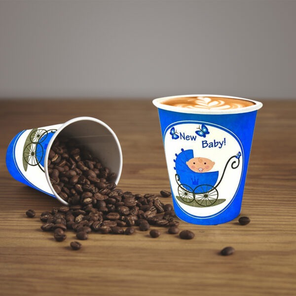 Blue Party Cups Bulk – 30X 7oz New Baby Paper Cups