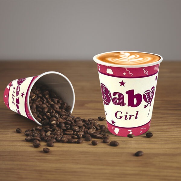 Pink Disposable Cups – 30X 7oz It’s A Baby Girl Paper Cups