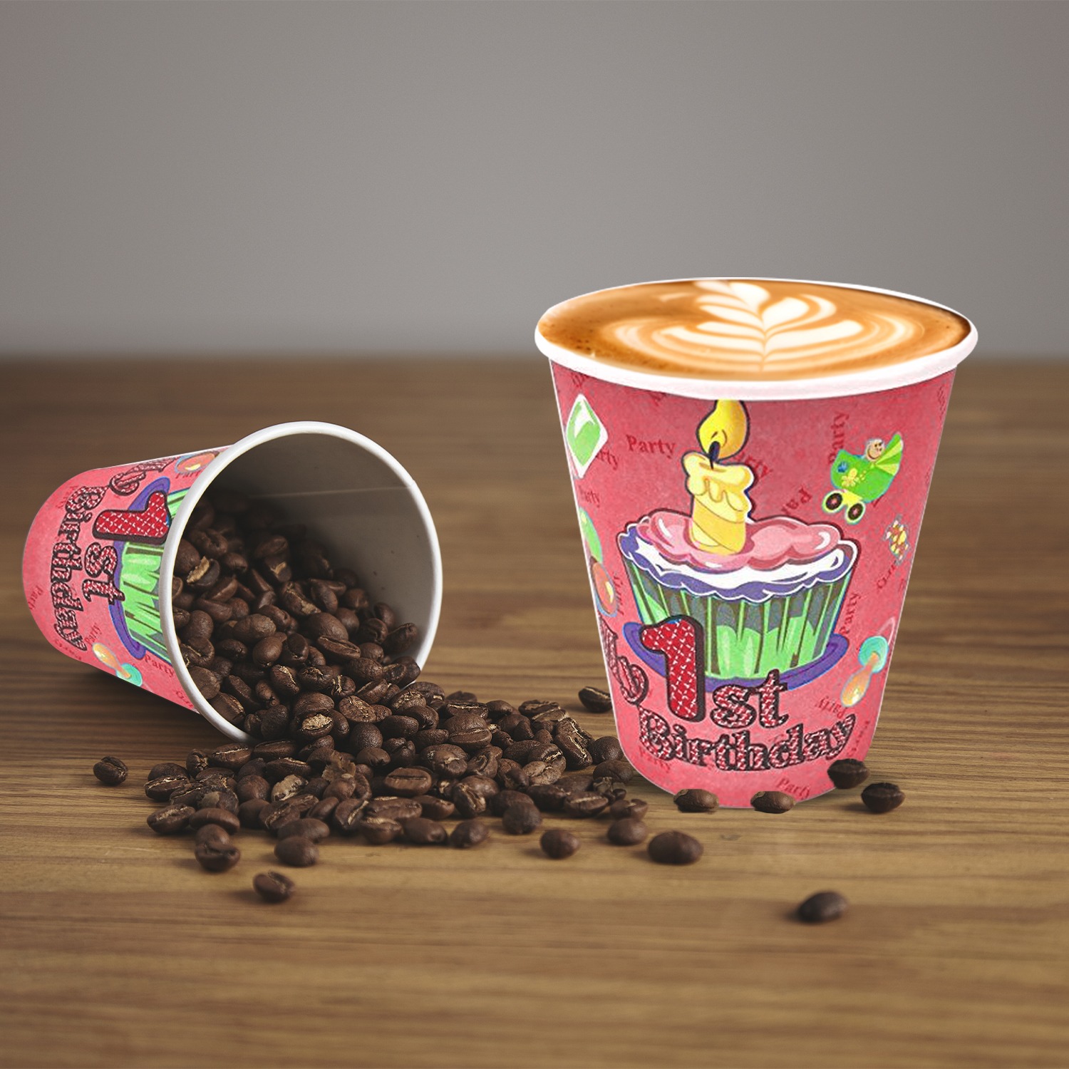 Party Cups Pink – 30X 7oz My First Birthday Paper Cups