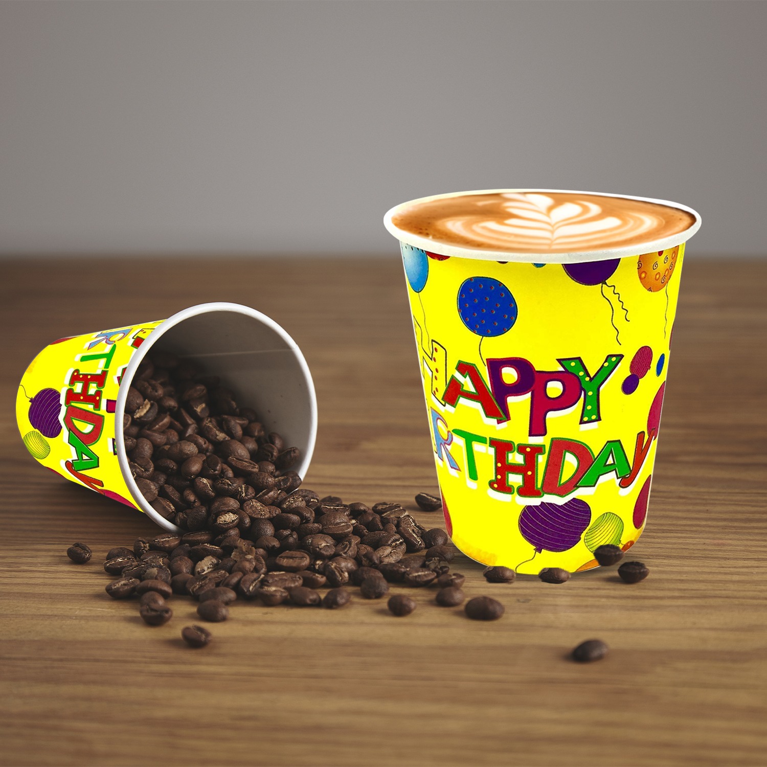 Yellow Paper Cup – 7oz Happy Birthday Disposable Party Cups