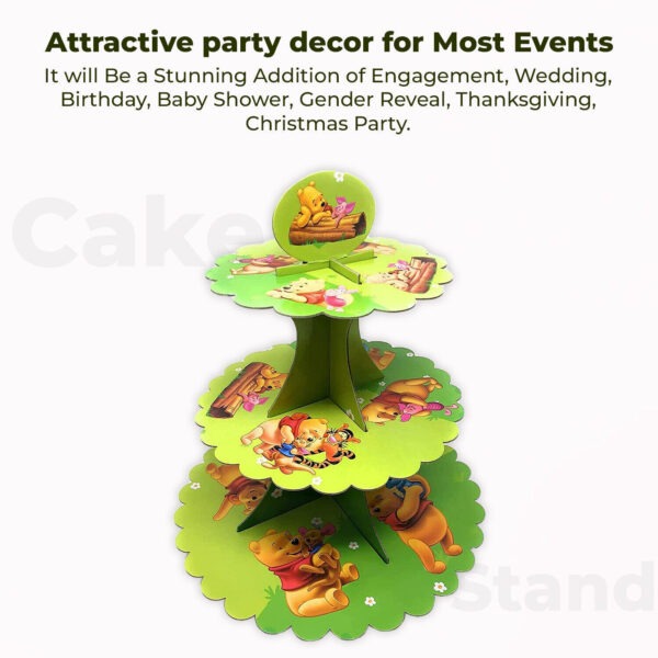 3 Tier Winnie the Pooh Cupcake Stands – Cardboard Party Dessert Holder