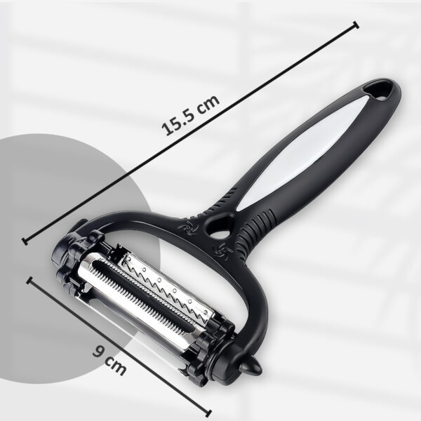 Black 3-in-1 Roto Potato Peeler – Multi-Function Sharp Stainless Steel Blades