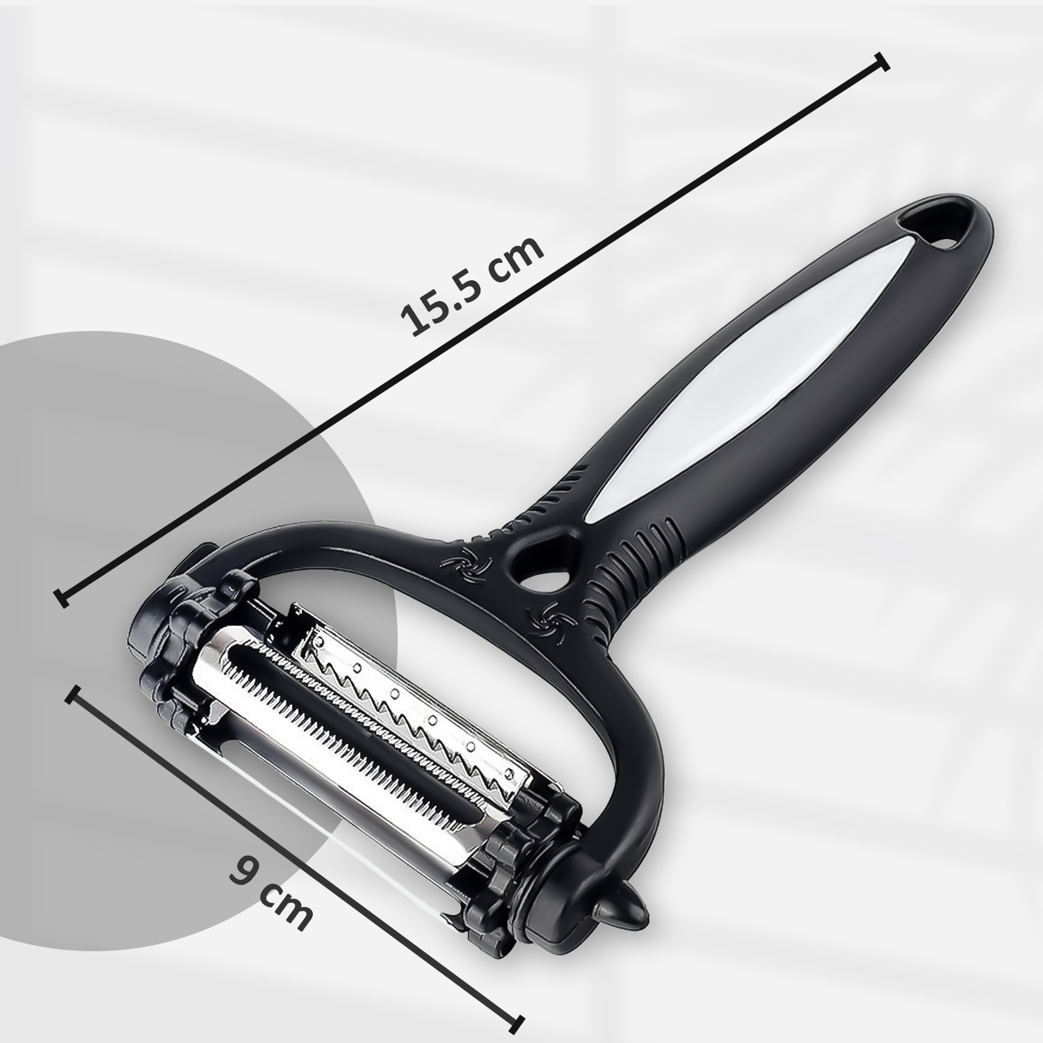 Black 3-in-1 Roto Potato Peeler – Multi-Function Sharp Stainless Steel Blades