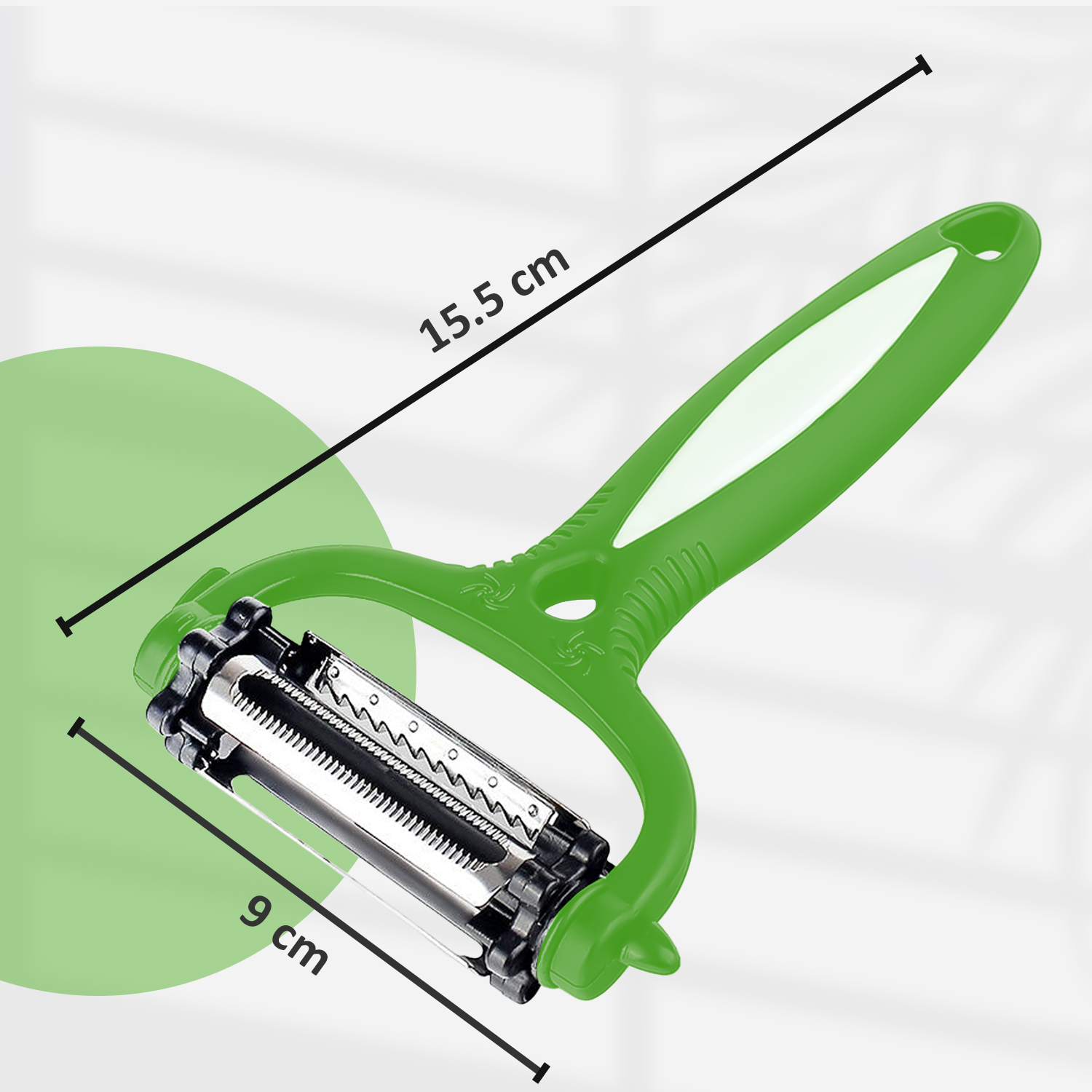 Neon Green 3-in-1 Vegetable Peeler – Rotating Multi-Blade Kitchen Tool