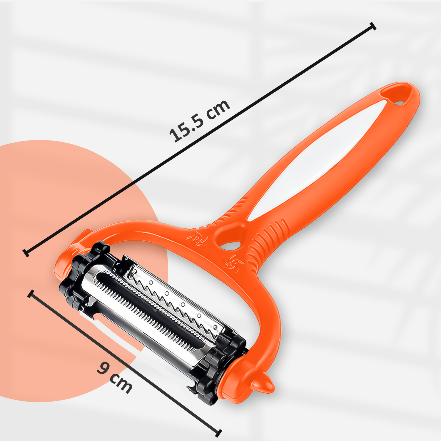 3-in-1 Orange Veg Peeler – Rotating Multi-Blade Stainless Steel Kitchen Tool