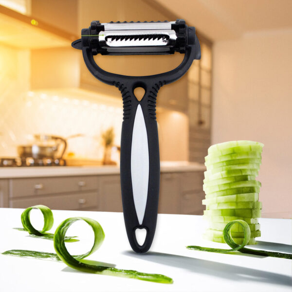 Black 3-in-1 Roto Potato Peeler – Multi-Function Sharp Stainless Steel Blades