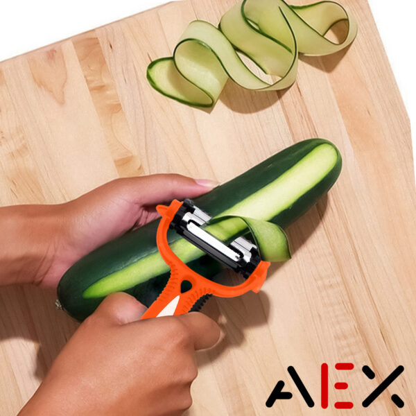 3-in-1 Orange Veg Peeler – Rotating Multi-Blade Stainless Steel Kitchen Tool