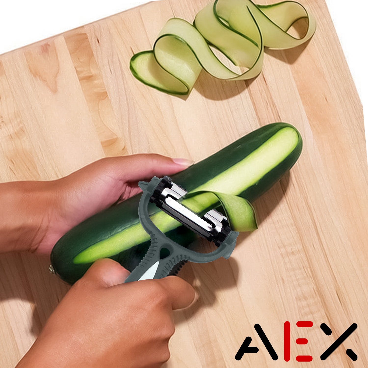 Grey Veg Peeler – 3-in-1 Rotating Stainless Steel Blade Kitchen Tool