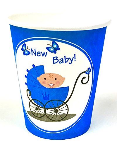 Blue Party Cups Bulk – 30X 7oz New Baby Paper Cups