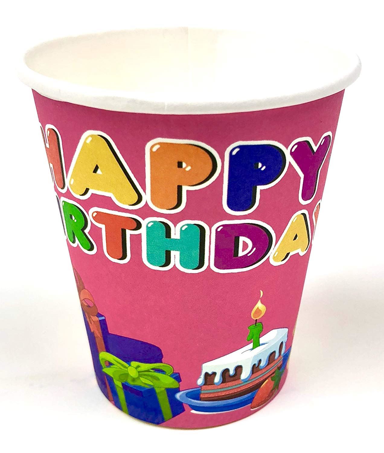 Paper Cups Pink – 7oz Happy Birthday Party Disposable Cups