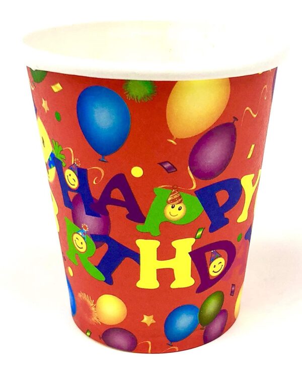 Disposable Birthday Cups – 7oz Red Balloon Party Paper Cups