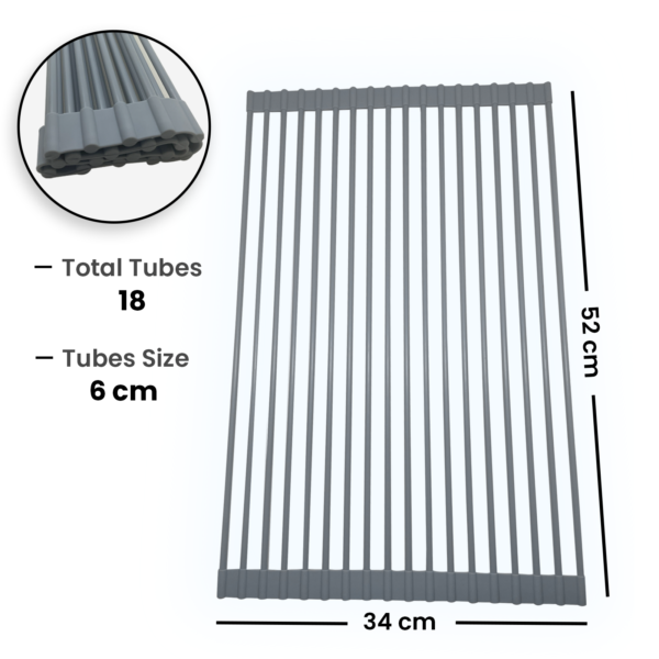 Dish Drainer Sink Rack – Foldable Rolling Kitchen Draining Mat
