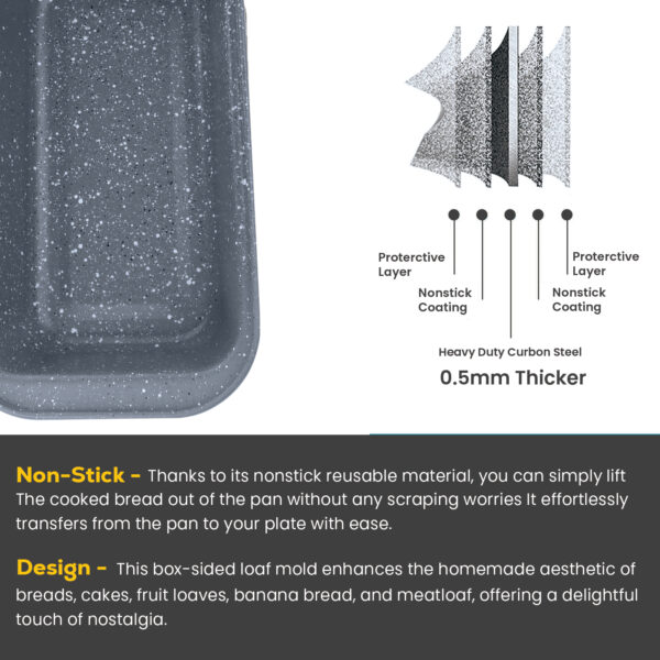 Grey Bread Baking Pan 1.2L – Heavy Duty Nonstick Loaf Tin