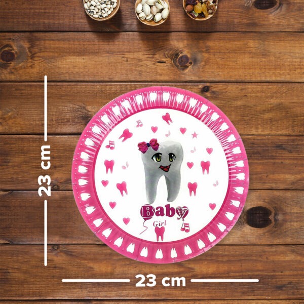 Pink Party Plates – 23cm “İlk Dişim” Disposable Baby Plates