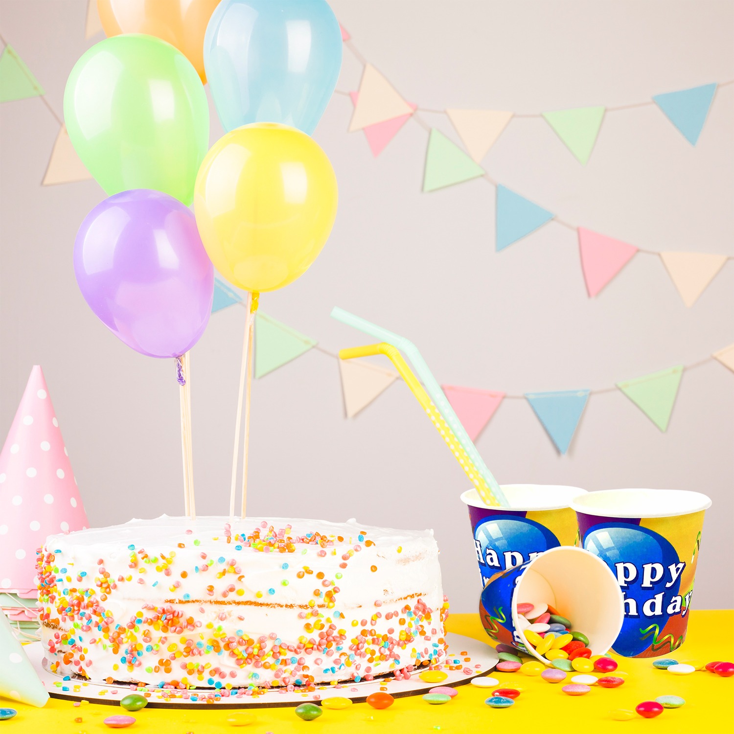 Birthday Paper Cups – 30 Pack Happy Birthday Balloon Design