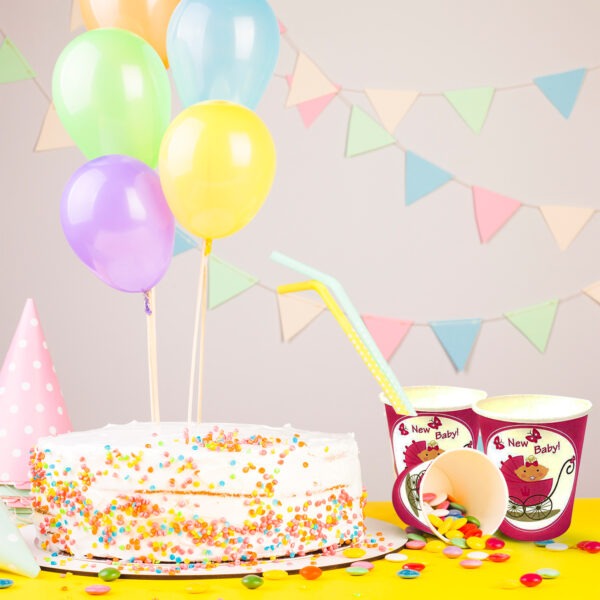 Pink Paper Cups for Hot Drinks – 30X 7oz New Baby Cups