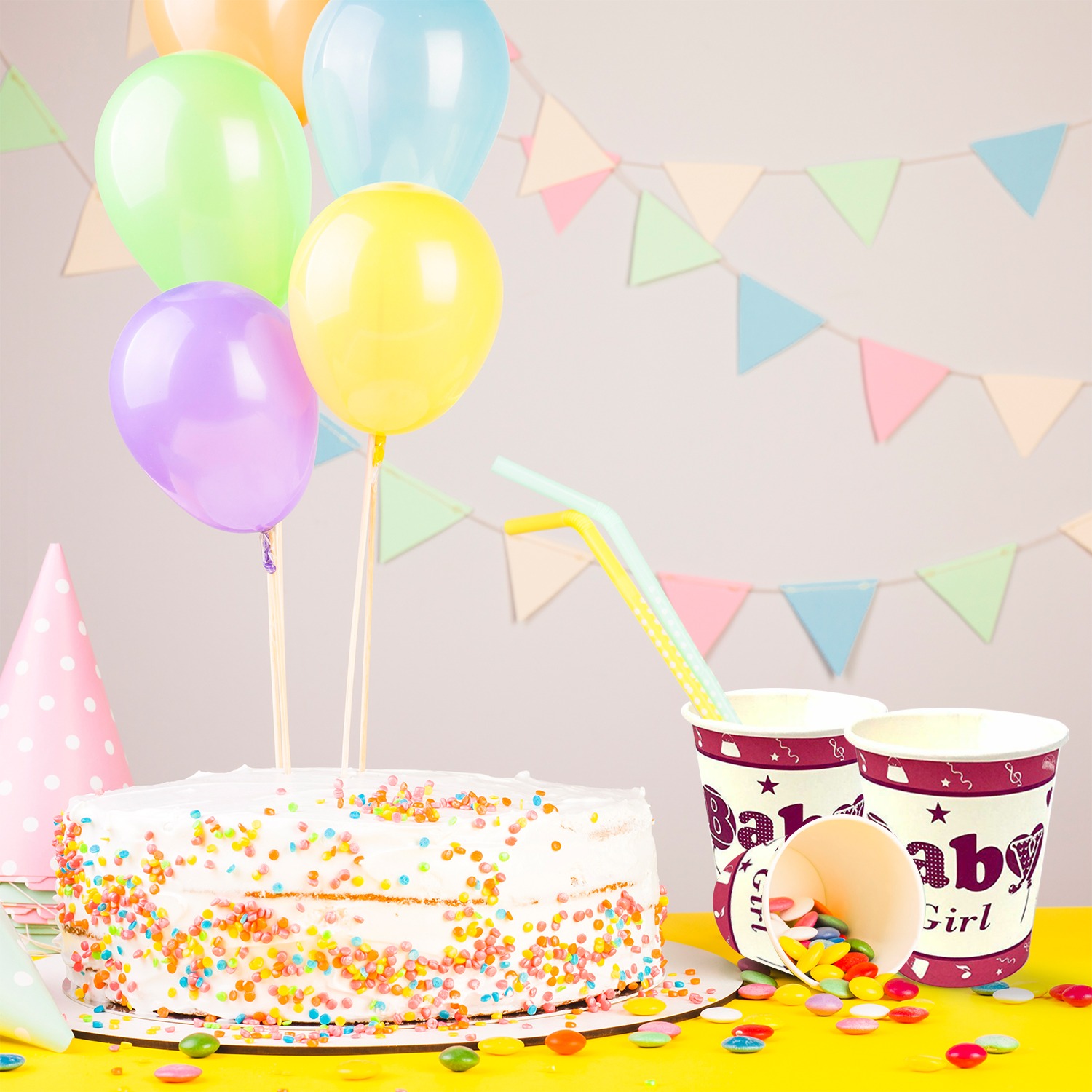 Pink Disposable Cups – 30X 7oz It’s A Baby Girl Paper Cups