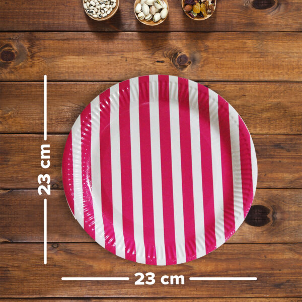 Pink Stripes Disposable Paper Plates – 7 Inch Party Set