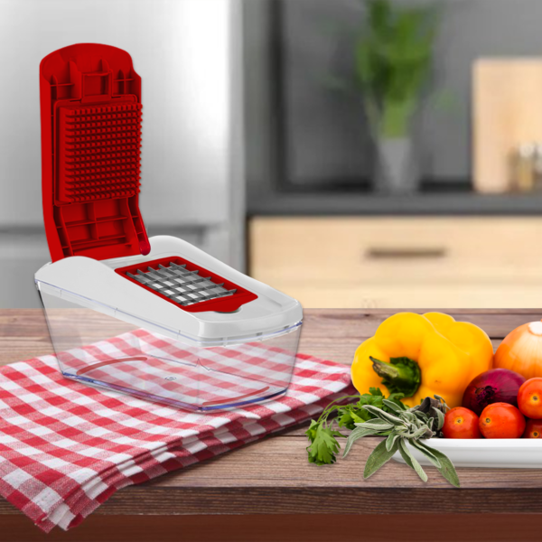 4-in-1 Vegetable Chopper – Red Multi-Function Food Slicer UK