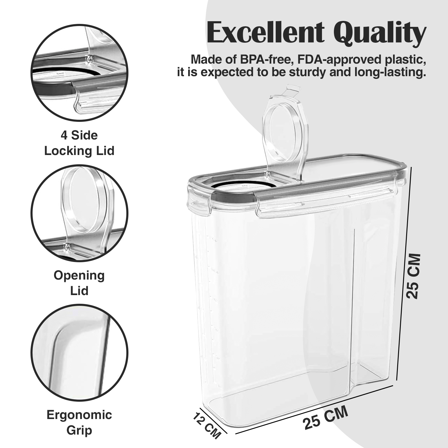 4pcs Cereal Container Set – Airtight Plastic Food Storage