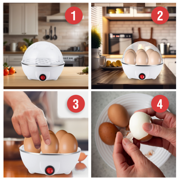 Electric Egg Boiler – 7 Egg Cooker with Auto Shut-Off & Steamer Lid