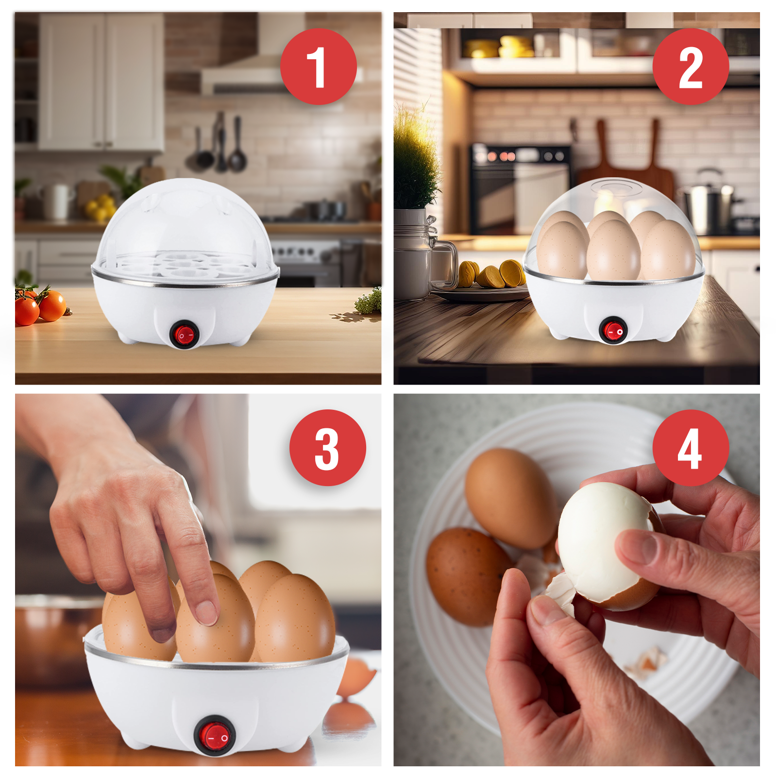 Electric Egg Boiler – 7 Egg Cooker with Auto Shut-Off & Steamer Lid