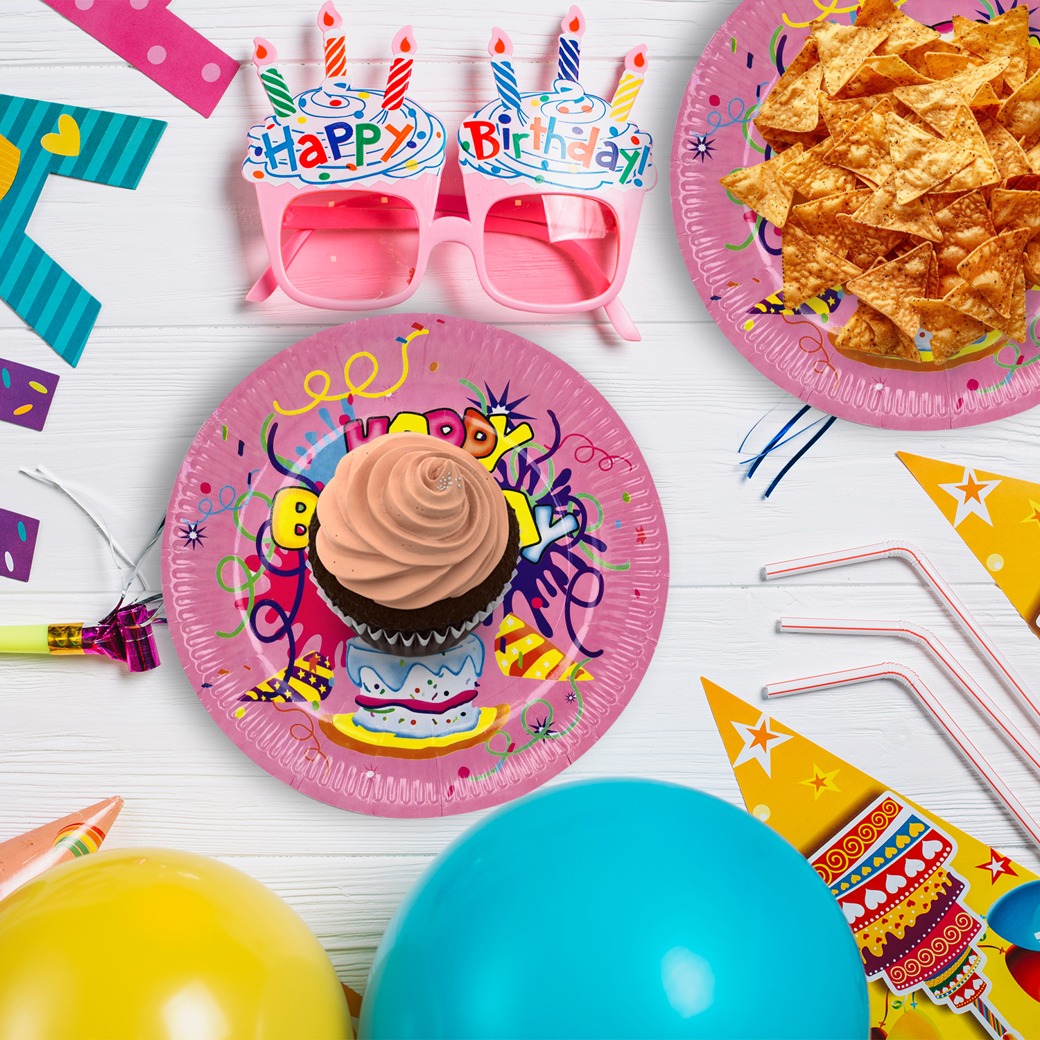 Pink Happy Birthday Cake Paper Plates – 7 Inch Disposable Set