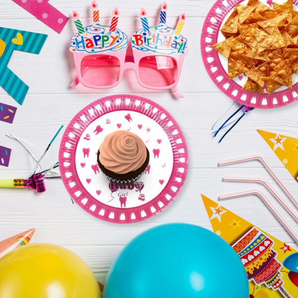 Pink Party Plates – 23cm “İlk Dişim” Disposable Baby Plates
