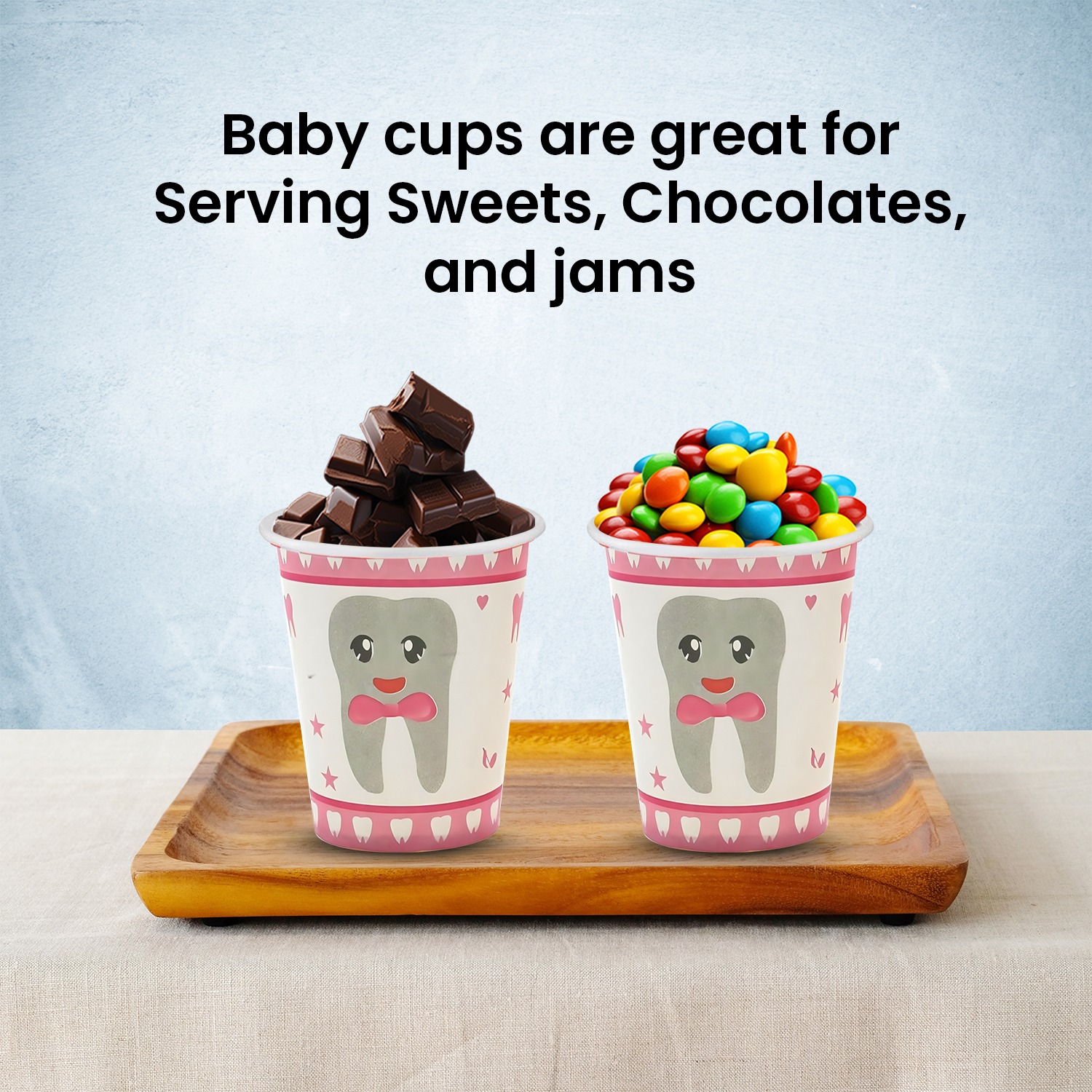 Pink Paper Cups – 30 Pack Baby Tooth 7oz Party Cups