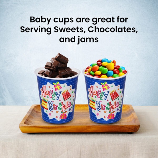 Disposable Coffee Cups – 30 Pack White Blue Happy Birthday Design