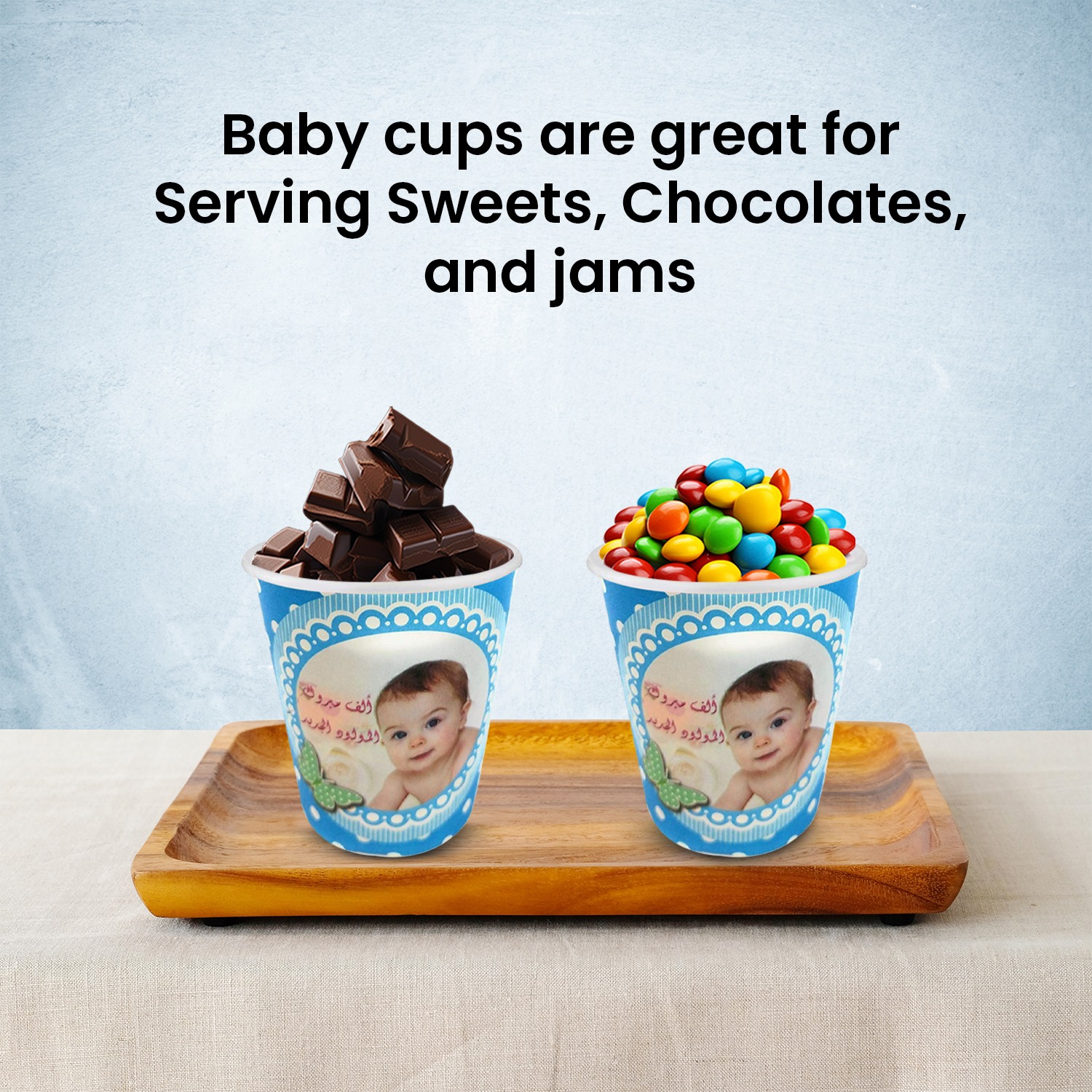 Blue Disposable Cups – 30 Baby Boy Photo Party Paper Cups