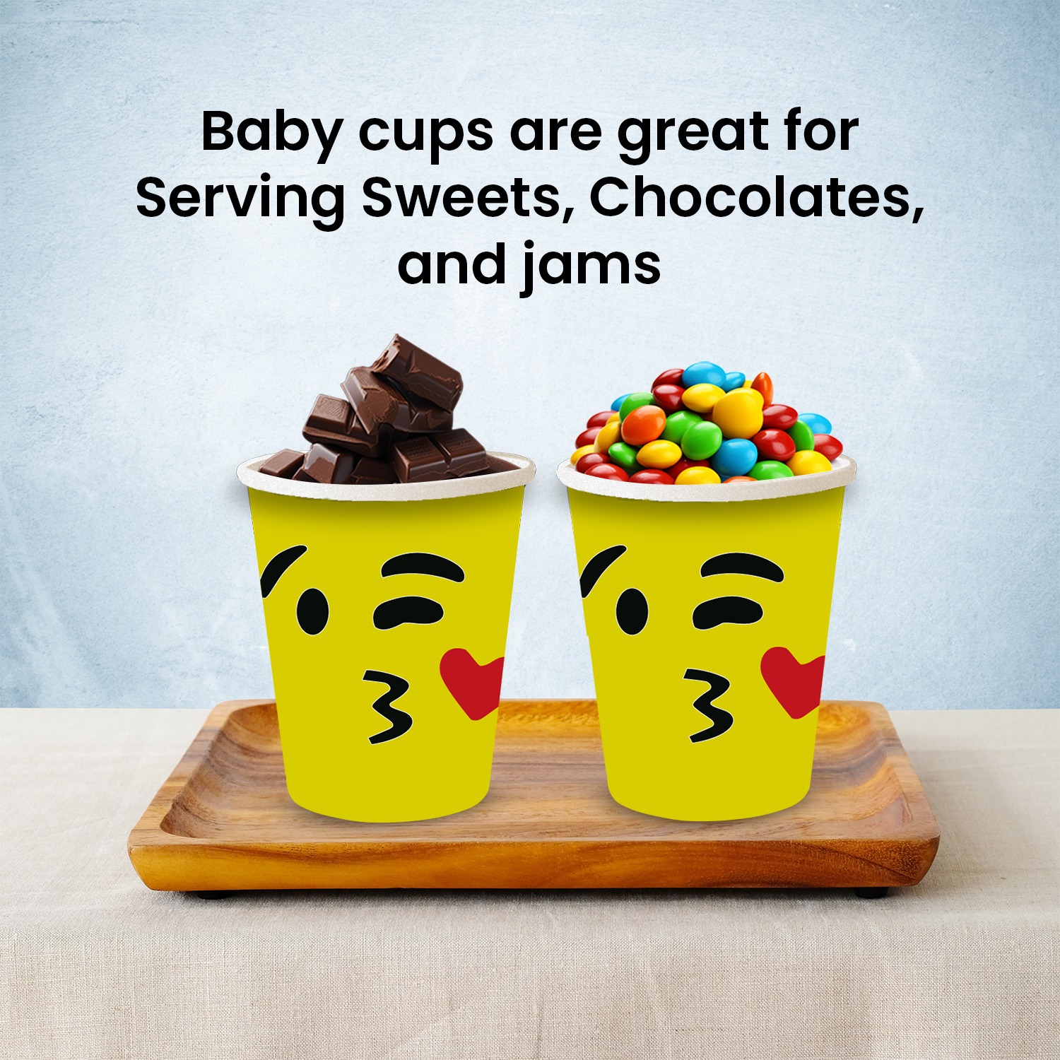 Wink Face Kiss Emoji Paper Cup – Yellow Disposable Ice Cream Cups