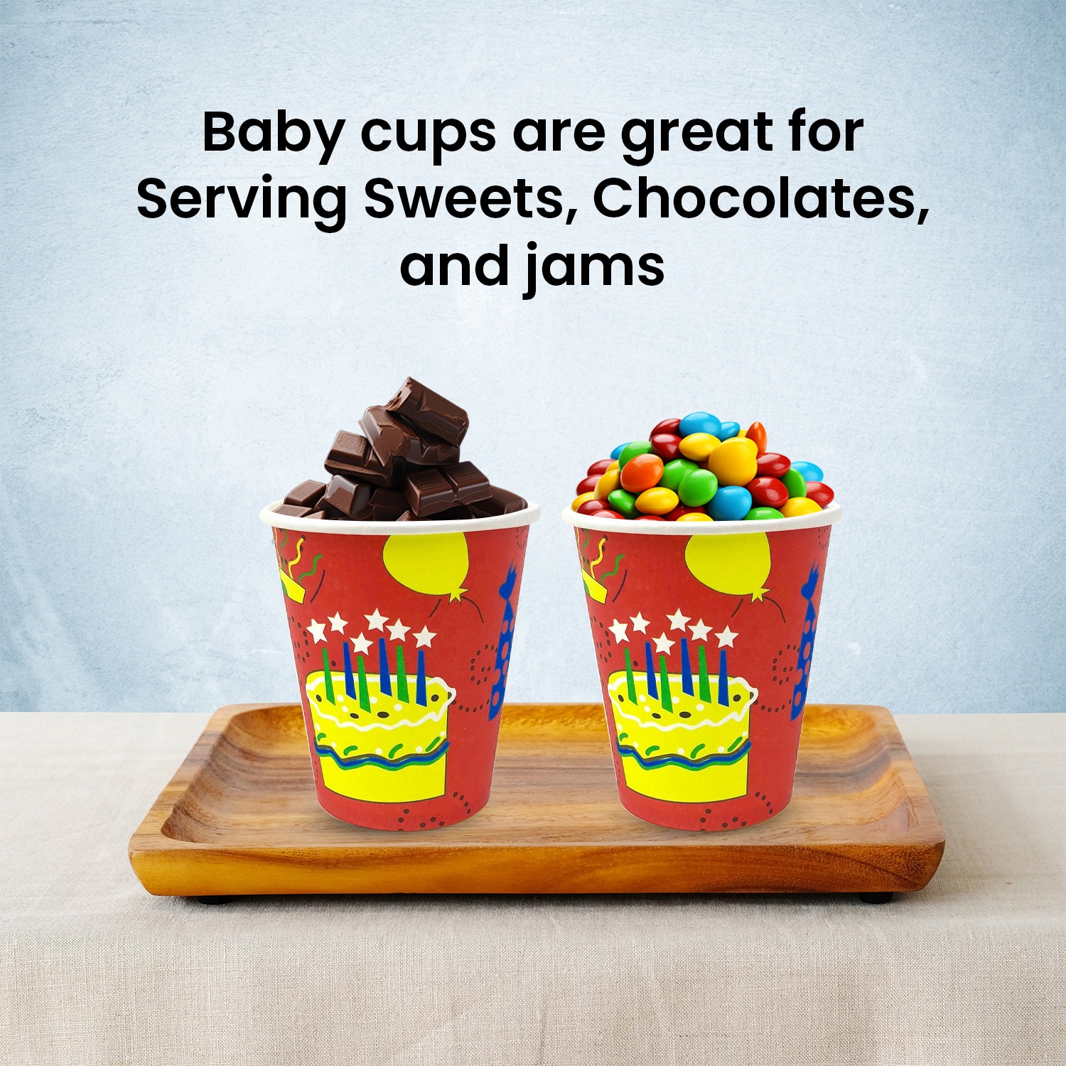 Red Paper Cups – 7oz Birthday Cake Star Party Disposable Cups