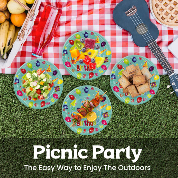 Green Happy Birthday Cake Paper Plates – 23cm Disposable Partyware