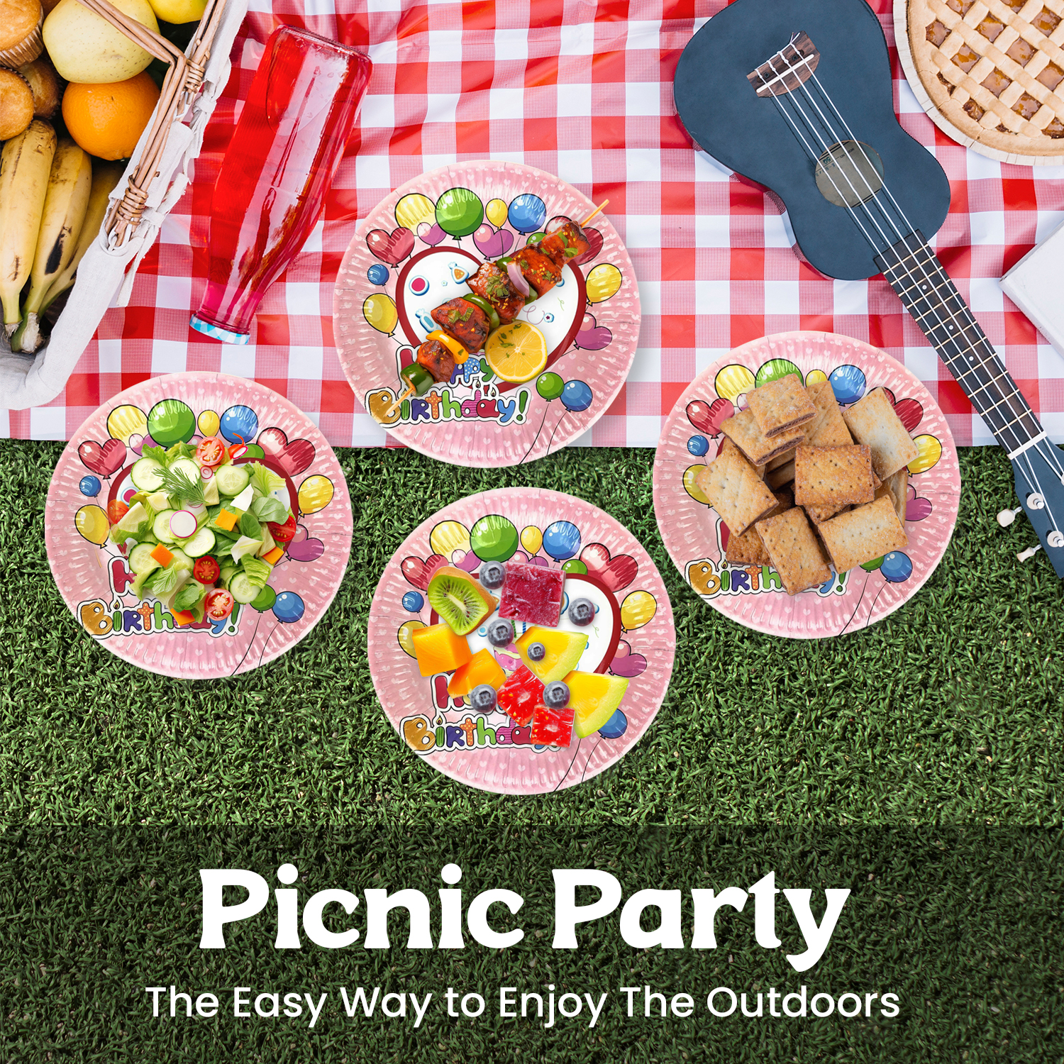 Pink Plates Paper – Heart Design 23cm Disposable Birthday Party