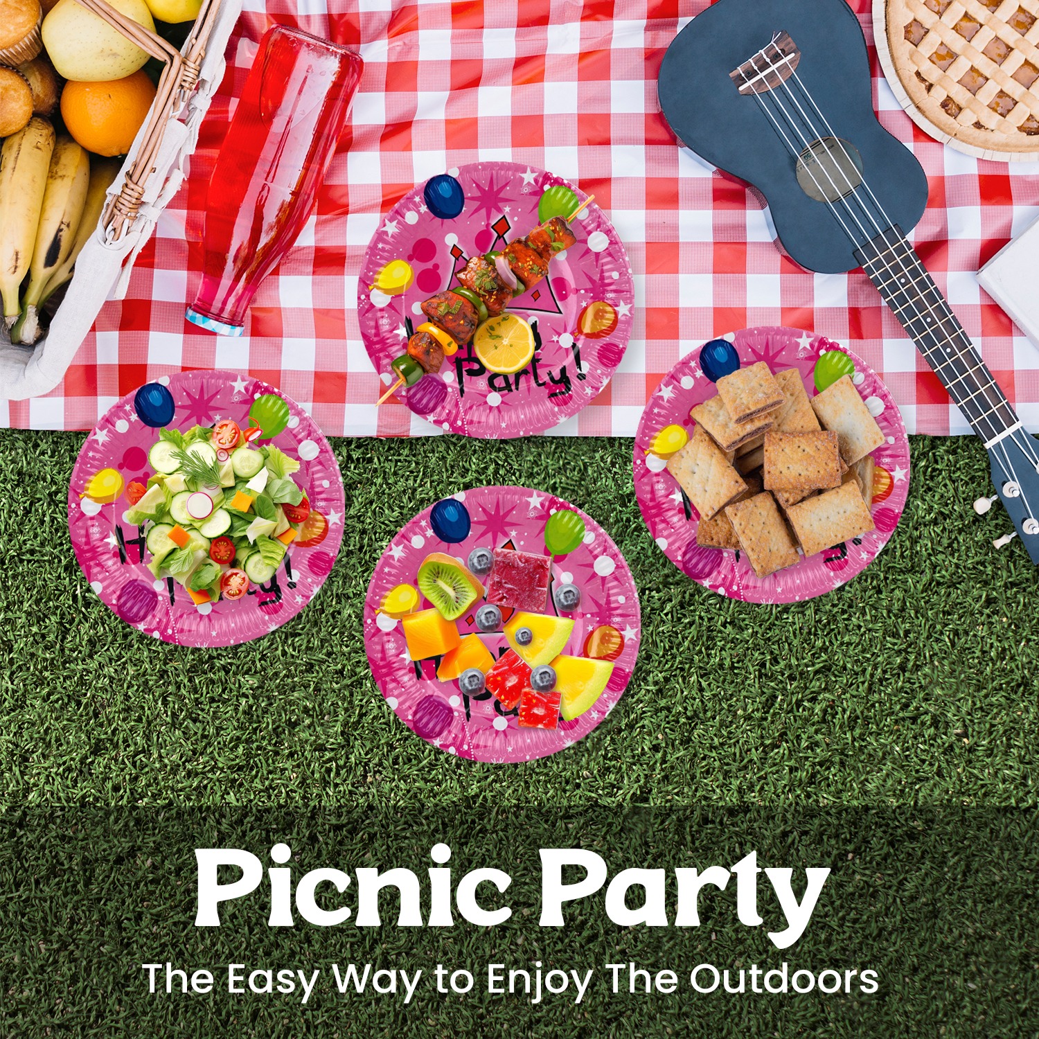 Party Plates Pink – 23cm Crown Happy Party Disposable Plates