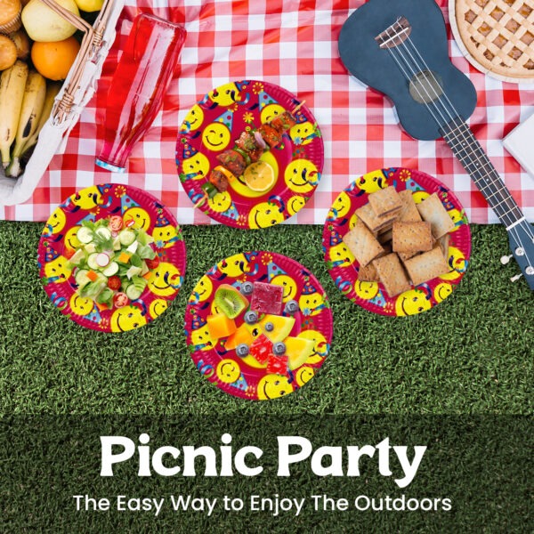 Red Party Plates – 23cm Emoji Disposable Birthday Plates