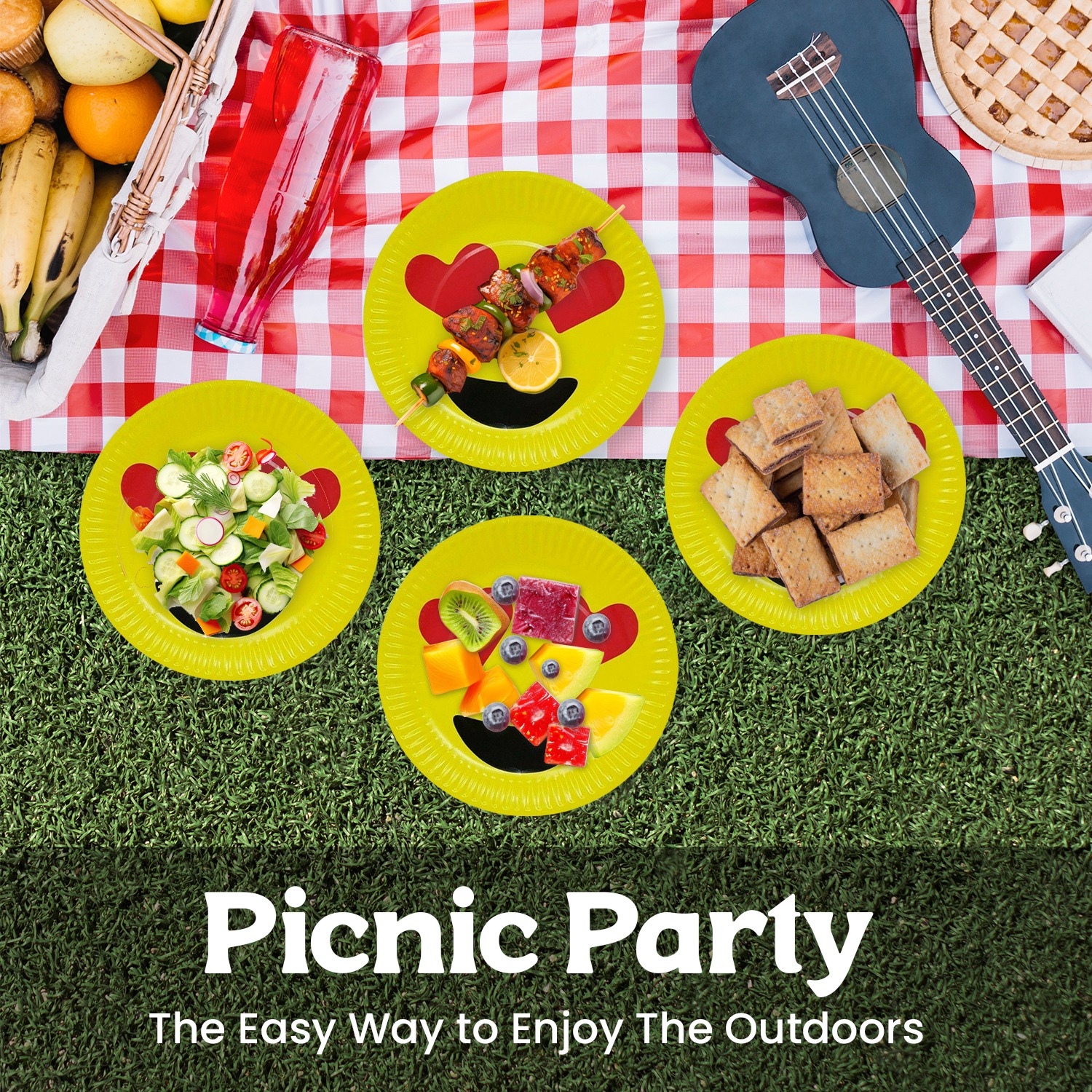 Heart Paper Plates – 23cm Heart Eyes Emoji Birthday Plates