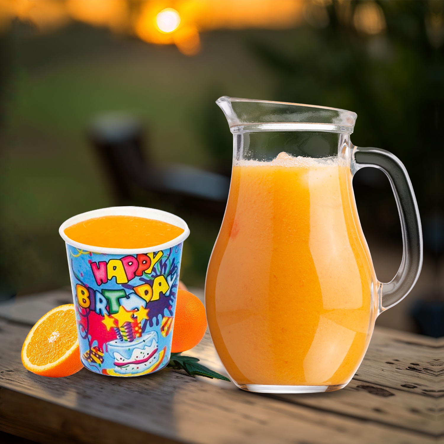 Blue Paper Cup – 30 Pack Happy Birthday Cake Star Design