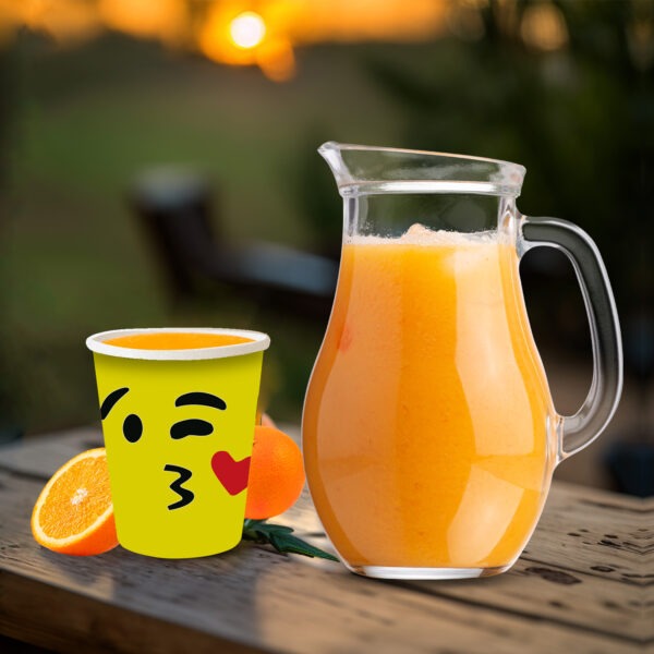 Wink Face Kiss Emoji Paper Cup – Yellow Disposable Ice Cream Cups