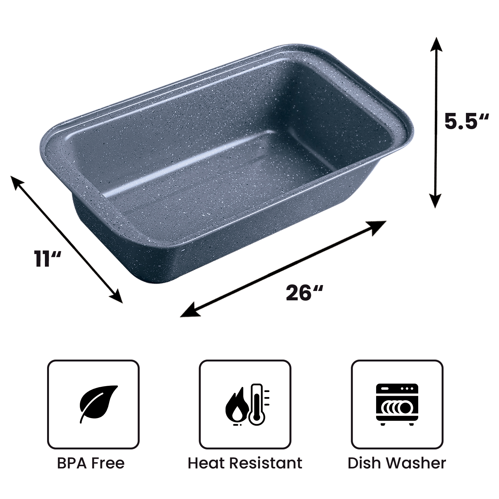 Grey Bread Baking Pan 1.2L – Heavy Duty Nonstick Loaf Tin