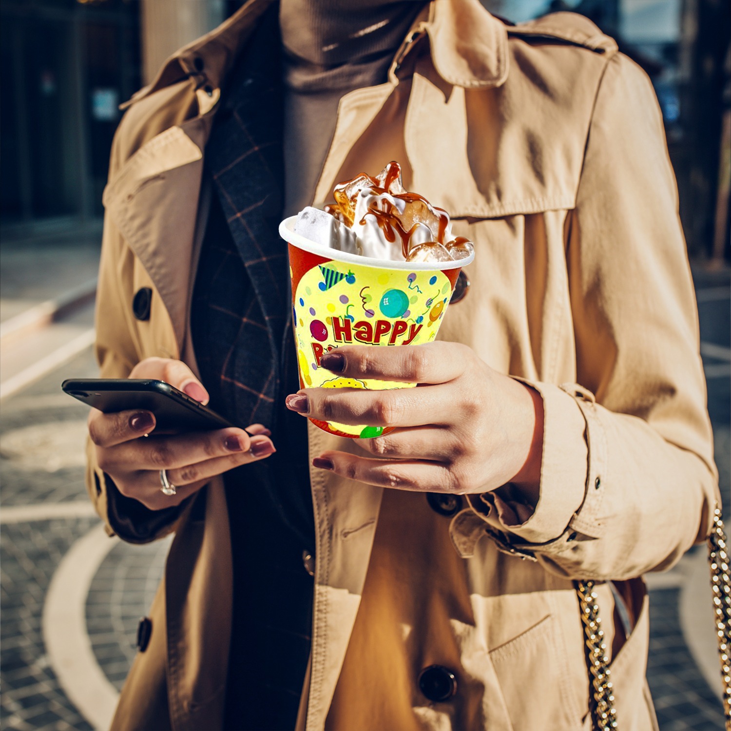 Paper Cups Red – 7oz Birthday Cupcake Party Disposable Cups